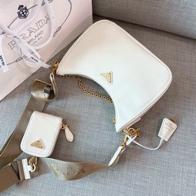 Prada Самая популярная сумка Hobo 3 в 1 (полностью из кожи) Сумка