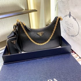 Prada Самая популярная сумка Hobo 3 в 1 (полностью из кожи) Сумка