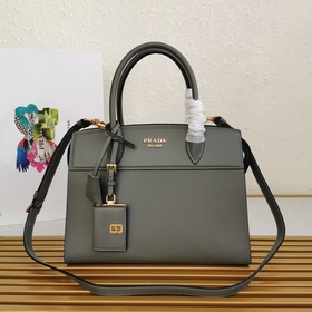 Сумка Prada, сумка-тоут, кожа Saffiano и телячья кожа, кожаные ру