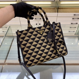 Prada сумка-тоут из ткани с вышивкой Артикул： 1BA354 Средний раз
