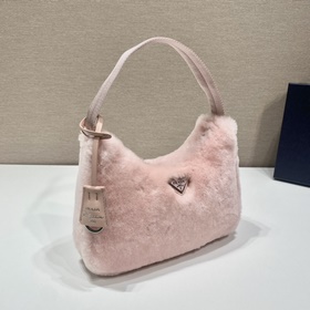 PRADA Пушистая сумка Hobo, обновленная версия/козья шерсть Эта с