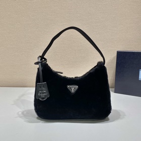 PRADA Пушистая сумка Hobo, обновленная версия/козья шерсть Эта с