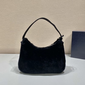 PRADA Пушистая сумка Hobo, обновленная версия/козья шерсть Эта с
