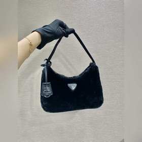 PRADA Пушистая сумка Hobo, обновленная версия/козья шерсть Эта с
