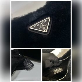 PRADA Пушистая сумка Hobo, обновленная версия/козья шерсть Эта с