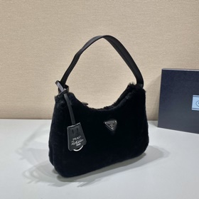PRADA Пушистая сумка Hobo, обновленная версия/козья шерсть Эта с