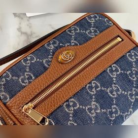 Джинсовая ткань не линяет Новая серия GG Denim #мини-сумка, артик