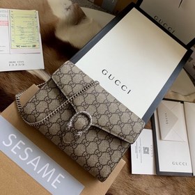 Модель Gucci： 401231 Мини-сумка с цепочкой из кожи с рельефной те