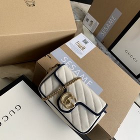 Модель Gucci： 574969 Новая модель GGMarmont изготовлена из белой 
