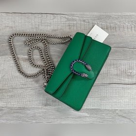 Новая модель сумки Gucci, номер модели 499623, зеленая кожа, разм