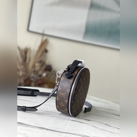 LV Артикул： M46273 Круглая сумка из парусины и элегантной кожи 