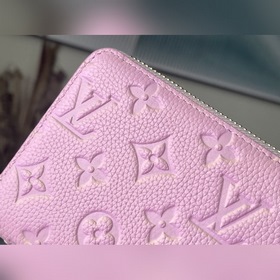 LV Артикул： M81299 Розовый кожаный кошелек с одной молнией из се