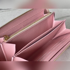 LV Артикул： M81299 Розовый кожаный кошелек с одной молнией из се