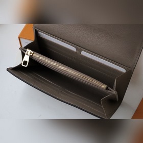 LV Артикул： 80496 Кошелек на молнии Изготовлен из двухцветной ко
