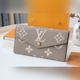 LV Артикул： 80496 Кошелек на молнии Изготовлен из двухцветной ко
