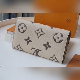 LV Артикул： 80496 Кошелек на молнии Изготовлен из двухцветной ко
