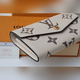 LV Артикул： 80496 Кошелек на молнии Изготовлен из двухцветной ко