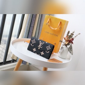 LV Артикул： 80496 Кошелек на молнии Изготовлен из двухцветной ко