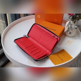 LV Модель M63095 Красный кошелек с вертикальной застежкой-молнией