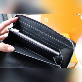 LV Модель N60111 Черный цветок Zippy Organizer кошелек на молнии 