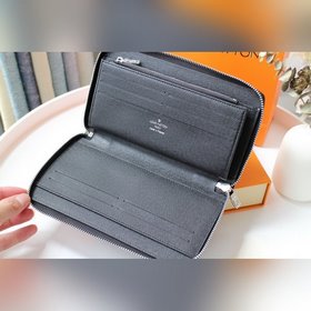 LV Модель N60111 Черный цветок Zippy Organizer кошелек на молнии 