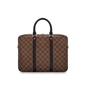LV - Damier Ebène Портфель Съемный и регулируемый кожаный плечево
