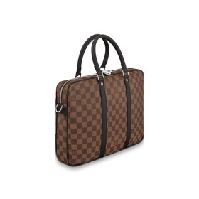LV - Damier Ebène Портфель Съемный и регулируемый кожаный плечево