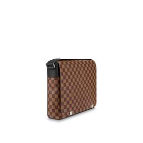 LV Сумка среднего размера из ткани Damier Ebene с кожаным ремнем