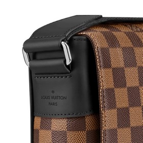 LV Сумка среднего размера из ткани Damier Ebene с кожаным ремнем