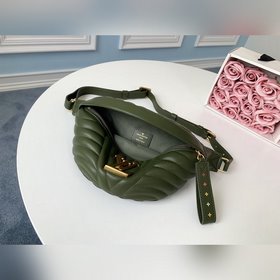 LV модель M55528 военно-зеленый поясной мешок BUMBAG С кожаной н