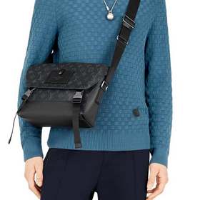 LV Eclipse Monogram холст, небольшая сумка-почтальон Подробные ха