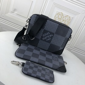 LV Модель M69443 Черный Мужской комплект из трех предметов Poche