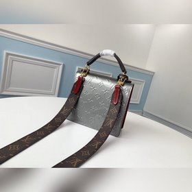LV Модель M90468 Серебристая лакированная кожа с красным плечевым
