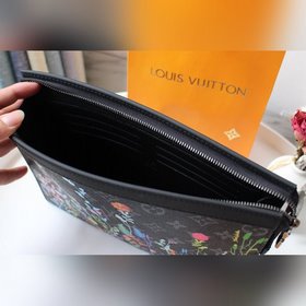 LV Модель M61692 Шелковый принт с цветочным узором Черный цветок