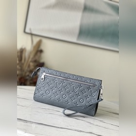LV Артикул： M81556 Серый кожаный клатч Серия сумок Сумки Клатч