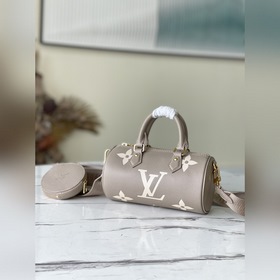 LV Артикул： M45707 Сумка Papillon BB серым шелкографическим прин