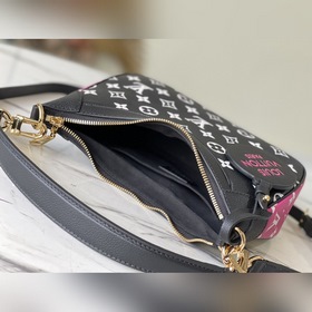 LV Модель： M46091 Черно-белая сумка BB Узор на коже создан с пом
