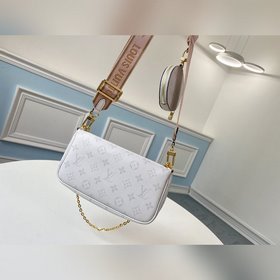LV Модель M44823 Белый мешок через плечо из старого полотна. Комп