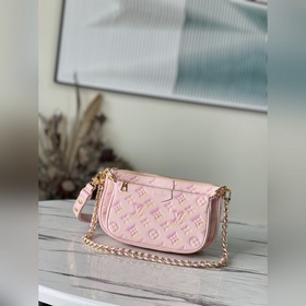 LV Артикул： M46093 Розовый сумка из тисненной кожи с трехступен