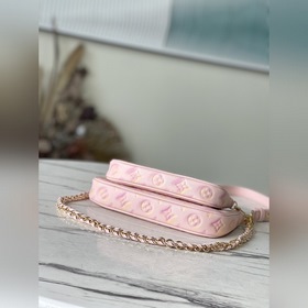 LV Артикул： M46093 Розовый сумка из тисненной кожи с трехступен