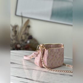 LV Артикул： M46093 Розовый сумка из тисненной кожи с трехступен