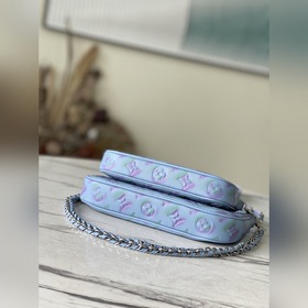 LV Модель： M46093 Синий  Сумка из тисненной кожи , а трехступен