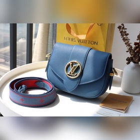 LV Артикул： M58964 Синяя сумка Pont 9 Soft Изготовлена из зернис