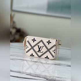 LV Модель： M81140 Белый клатч Сумка из кожи с тисненым зернистым