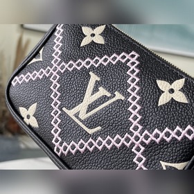 LV Артикул： M81140 Черный клатч Сумка из кожи с тисненым зернист