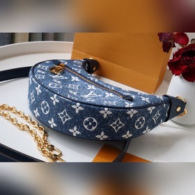 LV Артикул： M81166 Джинсовый синий Loop полукруглая сумка-багет