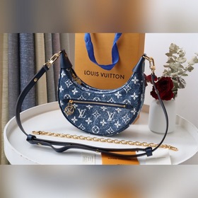 LV Артикул： M81166 Джинсовый синий Loop полукруглая сумка-багет 