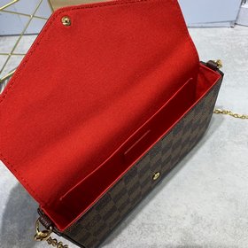 LV Damier Ebène с покрытием из парусины и цепочкой Размеры： 21,0 