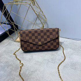 LV Damier Ebène с покрытием из парусины и цепочкой Размеры： 21,0 