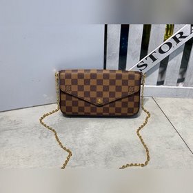 LV Модель M61276 Коричневая клетка Сумка Felicie Элегантная и ро